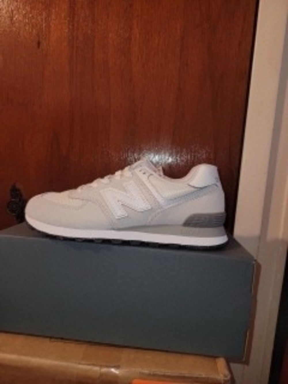 New Balance 574 Core White and Blue Athletic Sneaker